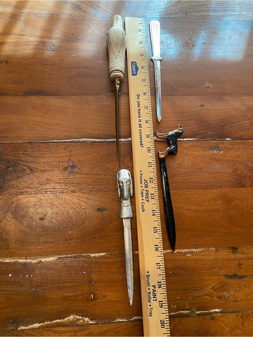 Vintage Metal Letter Opener Set with Decorative Handles - Black and Silver